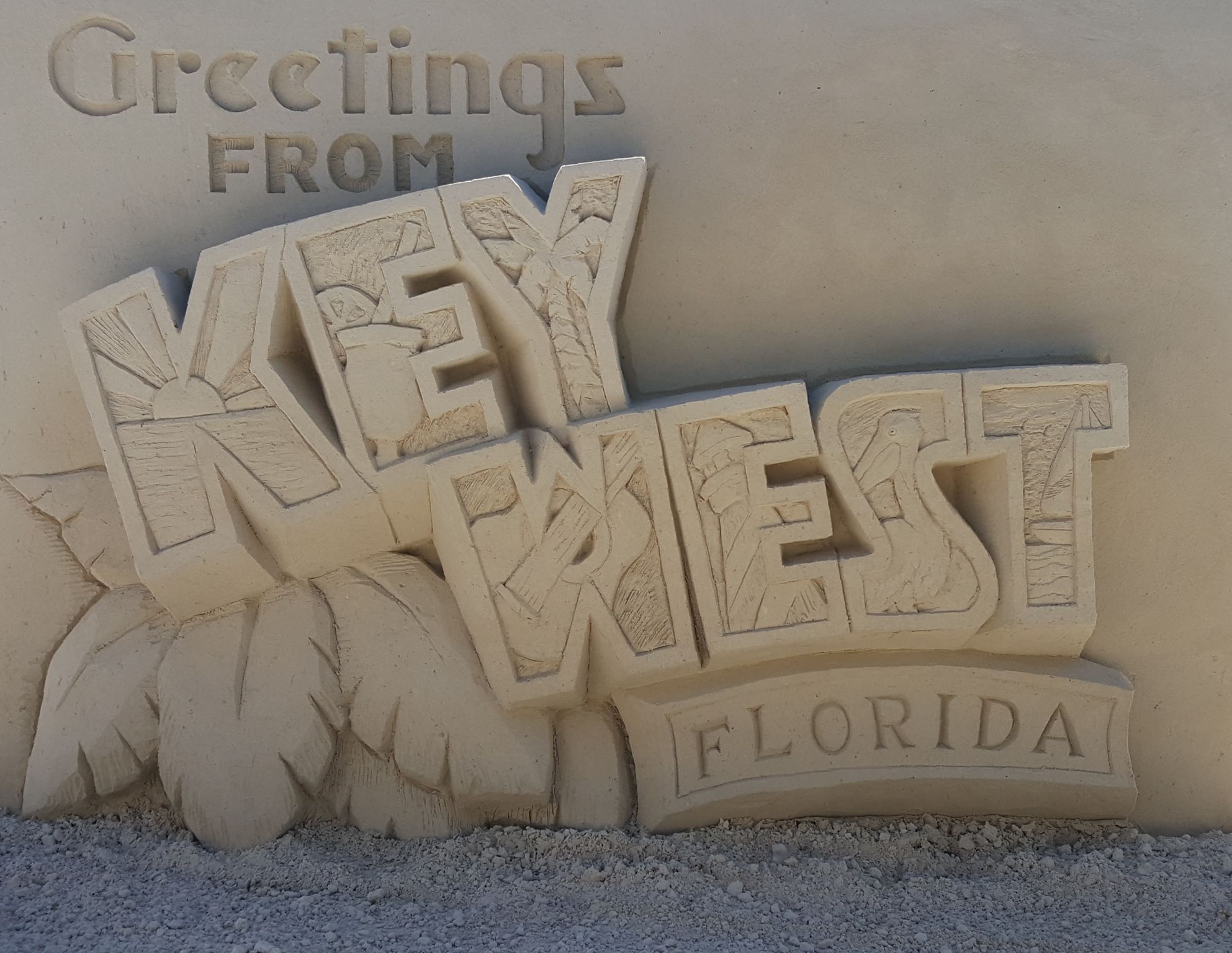 Greetings from Key West sand sculpture